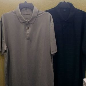 Two Men's Black Large Polo & White and Black Port Authority Shirts